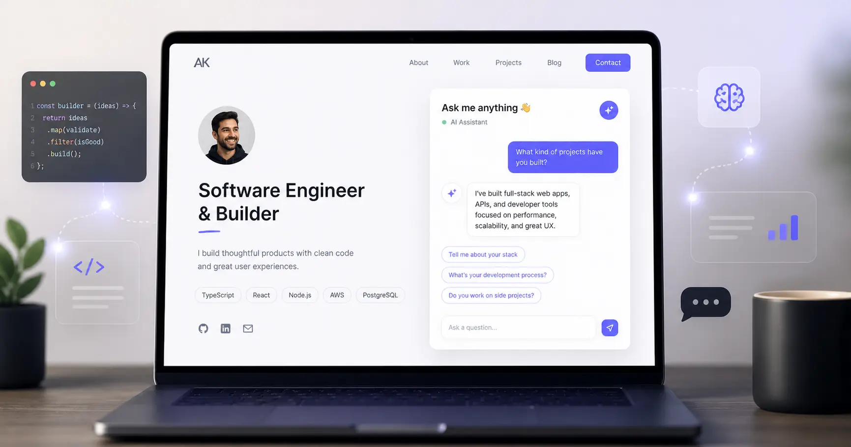 A small step in #OneAppPerQuarter: I added an AI chat to my portfolio